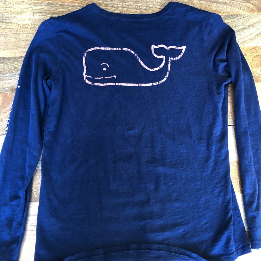 Vineyard Vines Navy Youth 14 Long Sleeve Logo-Tee